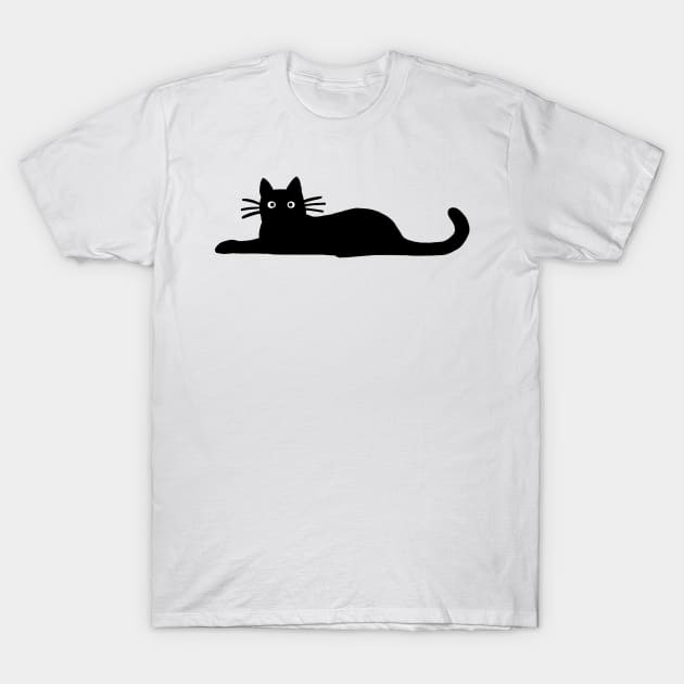 Black Cat Hanging Out T-Shirt by Coffee Squirrel